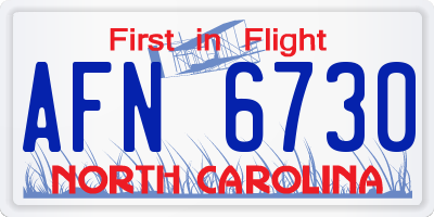 NC license plate AFN6730