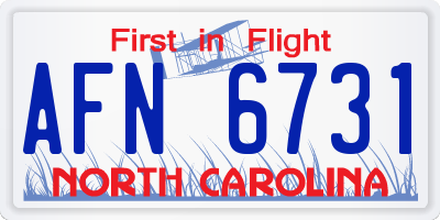 NC license plate AFN6731