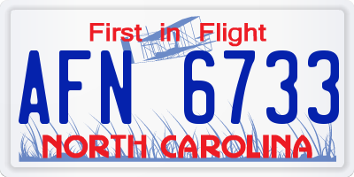 NC license plate AFN6733