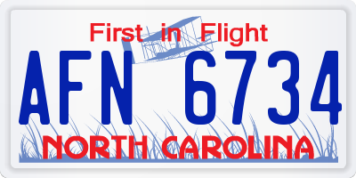 NC license plate AFN6734