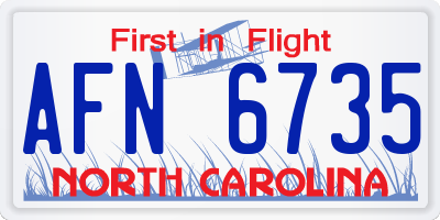 NC license plate AFN6735