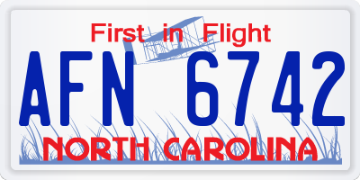 NC license plate AFN6742