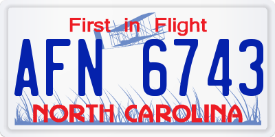NC license plate AFN6743