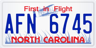 NC license plate AFN6745