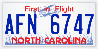 NC license plate AFN6747