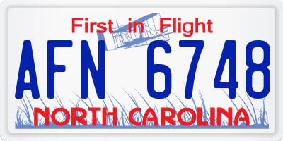 NC license plate AFN6748