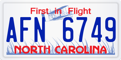 NC license plate AFN6749