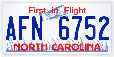 NC license plate AFN6752