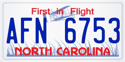 NC license plate AFN6753