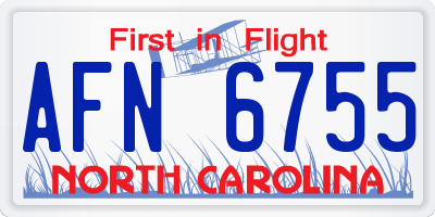 NC license plate AFN6755