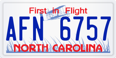 NC license plate AFN6757