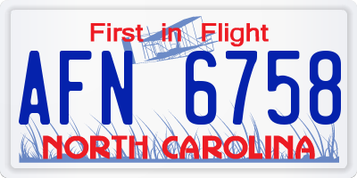 NC license plate AFN6758