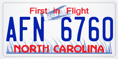 NC license plate AFN6760