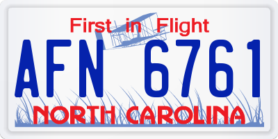 NC license plate AFN6761