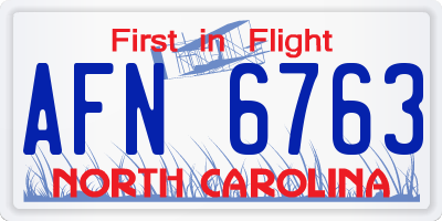 NC license plate AFN6763