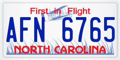 NC license plate AFN6765