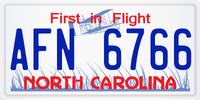 NC license plate AFN6766