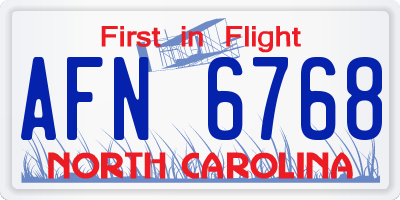 NC license plate AFN6768