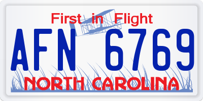 NC license plate AFN6769