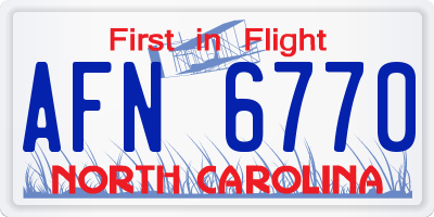 NC license plate AFN6770