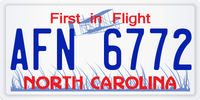 NC license plate AFN6772