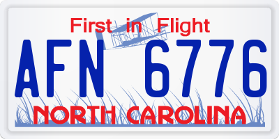 NC license plate AFN6776