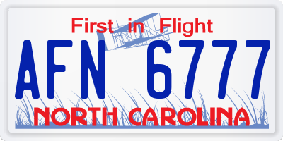 NC license plate AFN6777