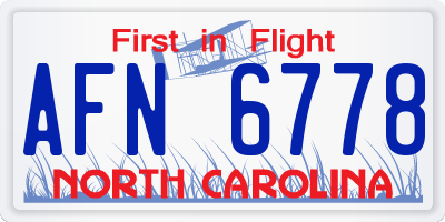 NC license plate AFN6778
