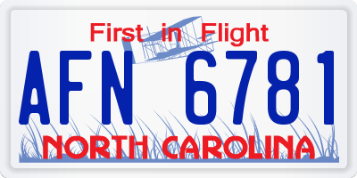 NC license plate AFN6781