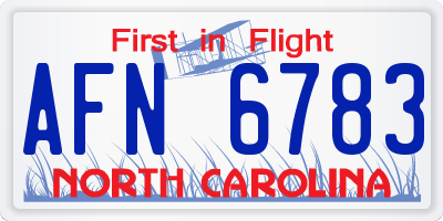 NC license plate AFN6783