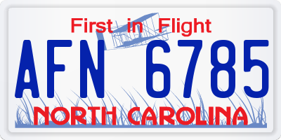 NC license plate AFN6785