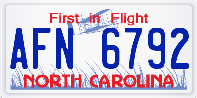 NC license plate AFN6792
