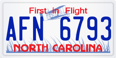 NC license plate AFN6793