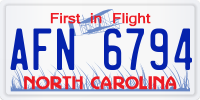 NC license plate AFN6794