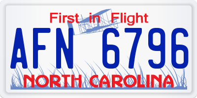 NC license plate AFN6796
