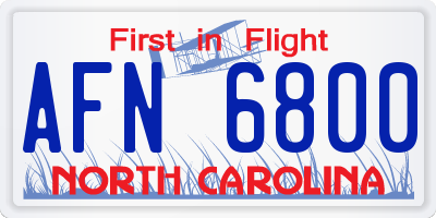 NC license plate AFN6800