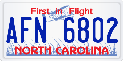 NC license plate AFN6802