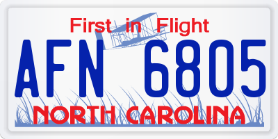 NC license plate AFN6805