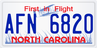NC license plate AFN6820