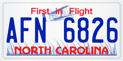 NC license plate AFN6826