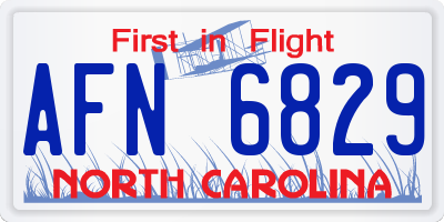 NC license plate AFN6829