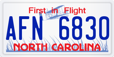 NC license plate AFN6830
