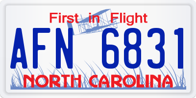 NC license plate AFN6831