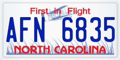 NC license plate AFN6835