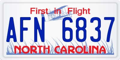 NC license plate AFN6837