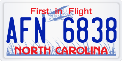 NC license plate AFN6838