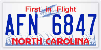 NC license plate AFN6847