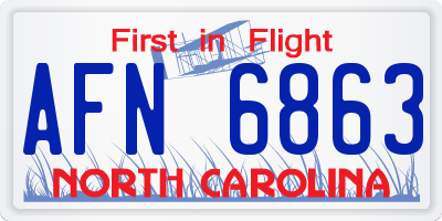 NC license plate AFN6863