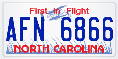 NC license plate AFN6866