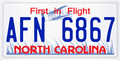 NC license plate AFN6867